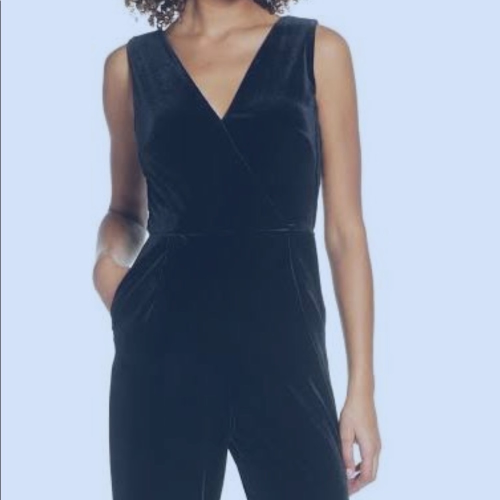 Sleeveless Black velvet French Connection romper